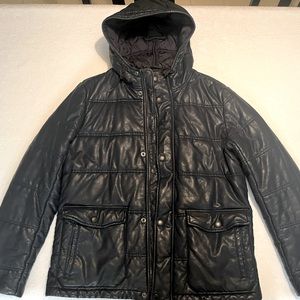 Mens L/G Navy Armani Exchange PU Leather Jacket